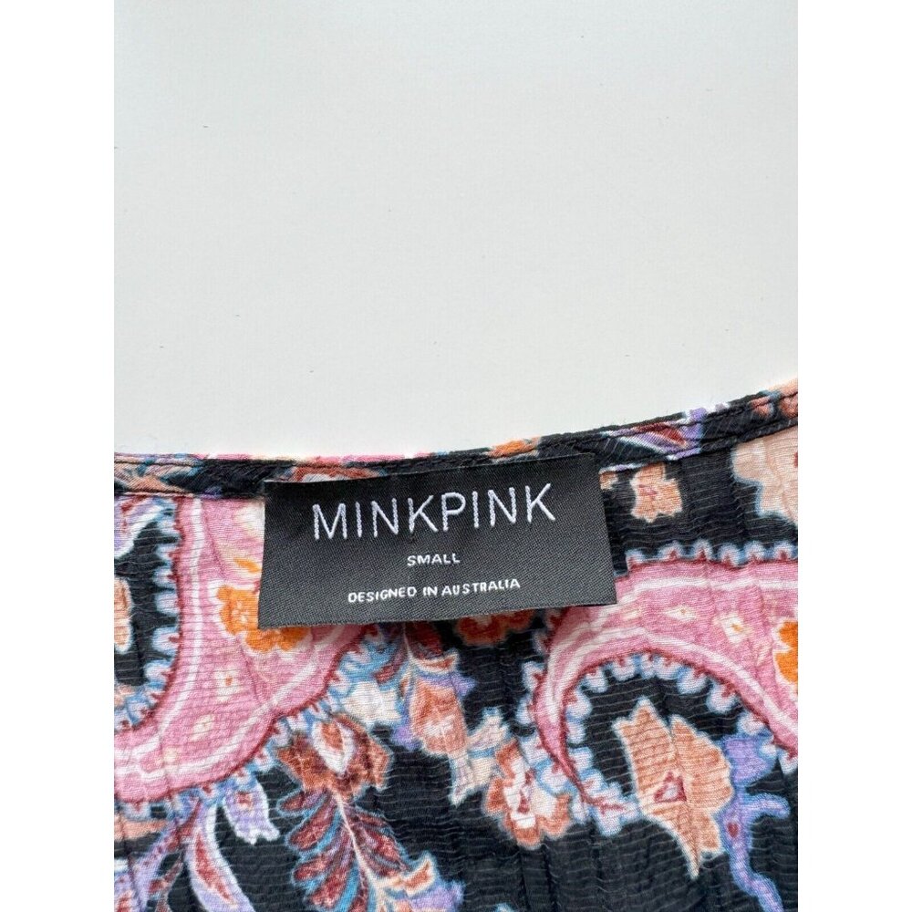 MINKPINK Celestia Floral Paisley Plisse Pleated Boho Peasant Midi Dress, Size S - Picture 13 of 15